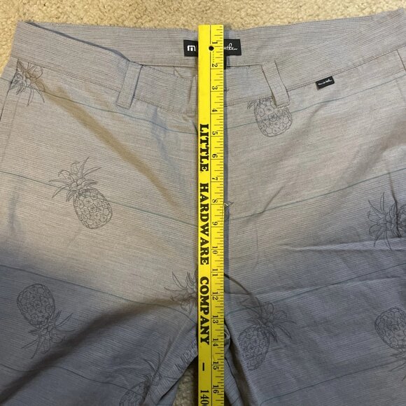 Travis Mathew Golf Shorts Mens 36 Gray Pineapple AOP Striped Beach Summer Preppy - Picture 8 of 9